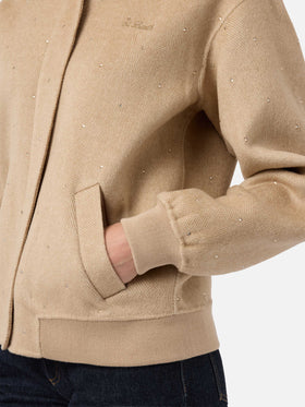 Bomber Adrien in tessuto double a spina di pesce con strass