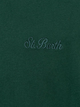 Man British green heavy cotton t-shirt Arnott with St. Barth embroidery - MC2 Saint Barth