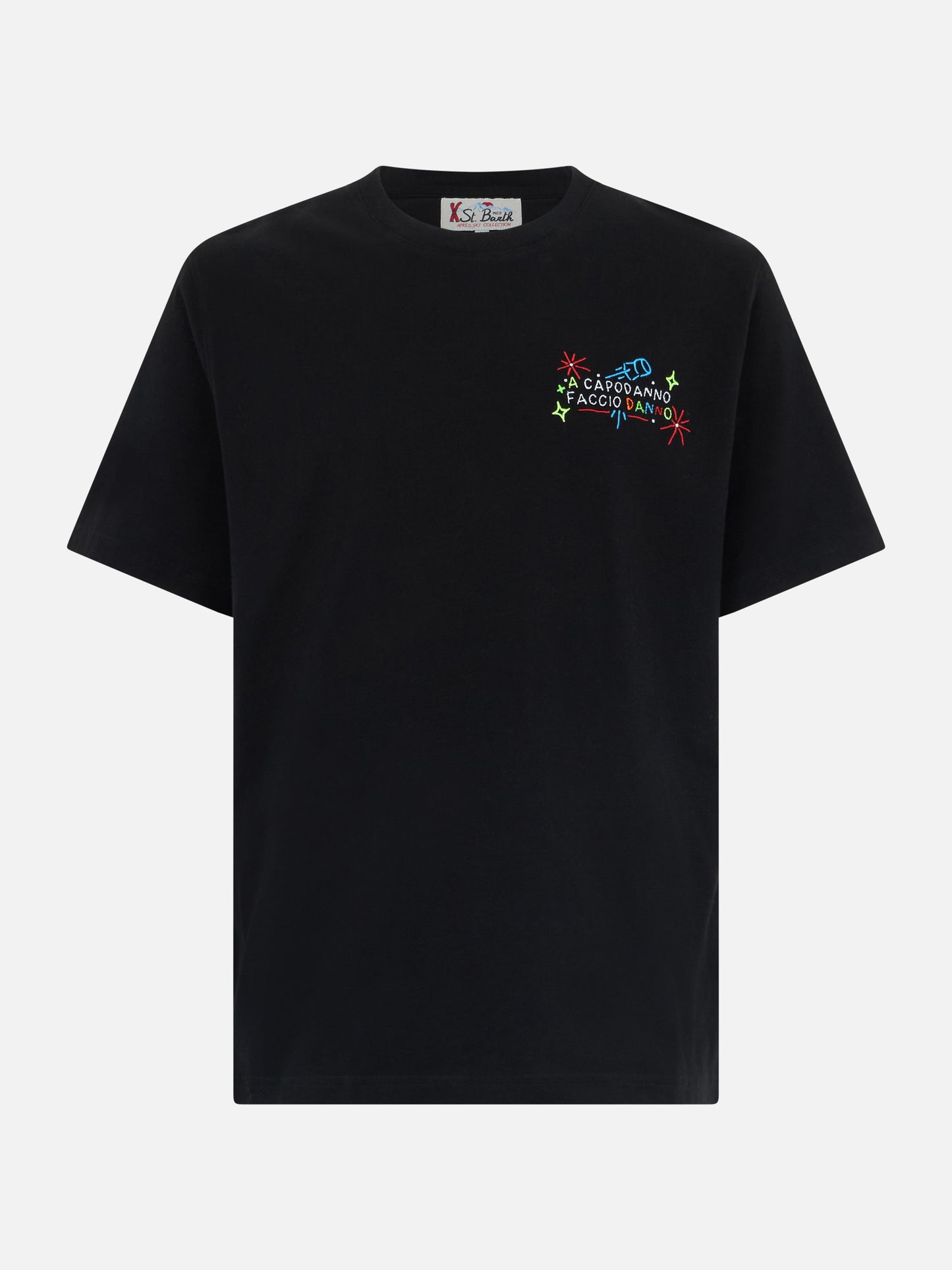 Herren-T-Shirt Arnott aus schwerer Baumwolle mit Capodanno Faccio Danno-Stickerei | INSULTI LUMINOSI SONDEREDITION