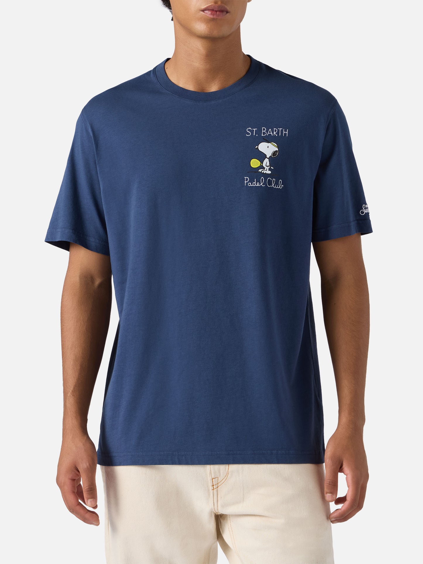 T-shirt Arnott in cotone blu con ricamo Snoopy Padel Club | PEANUTS SPECIAL EDITION