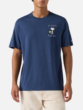 T-shirt Arnott in cotone blu con ricamo Snoopy Padel Club | PEANUTS SPECIAL EDITION