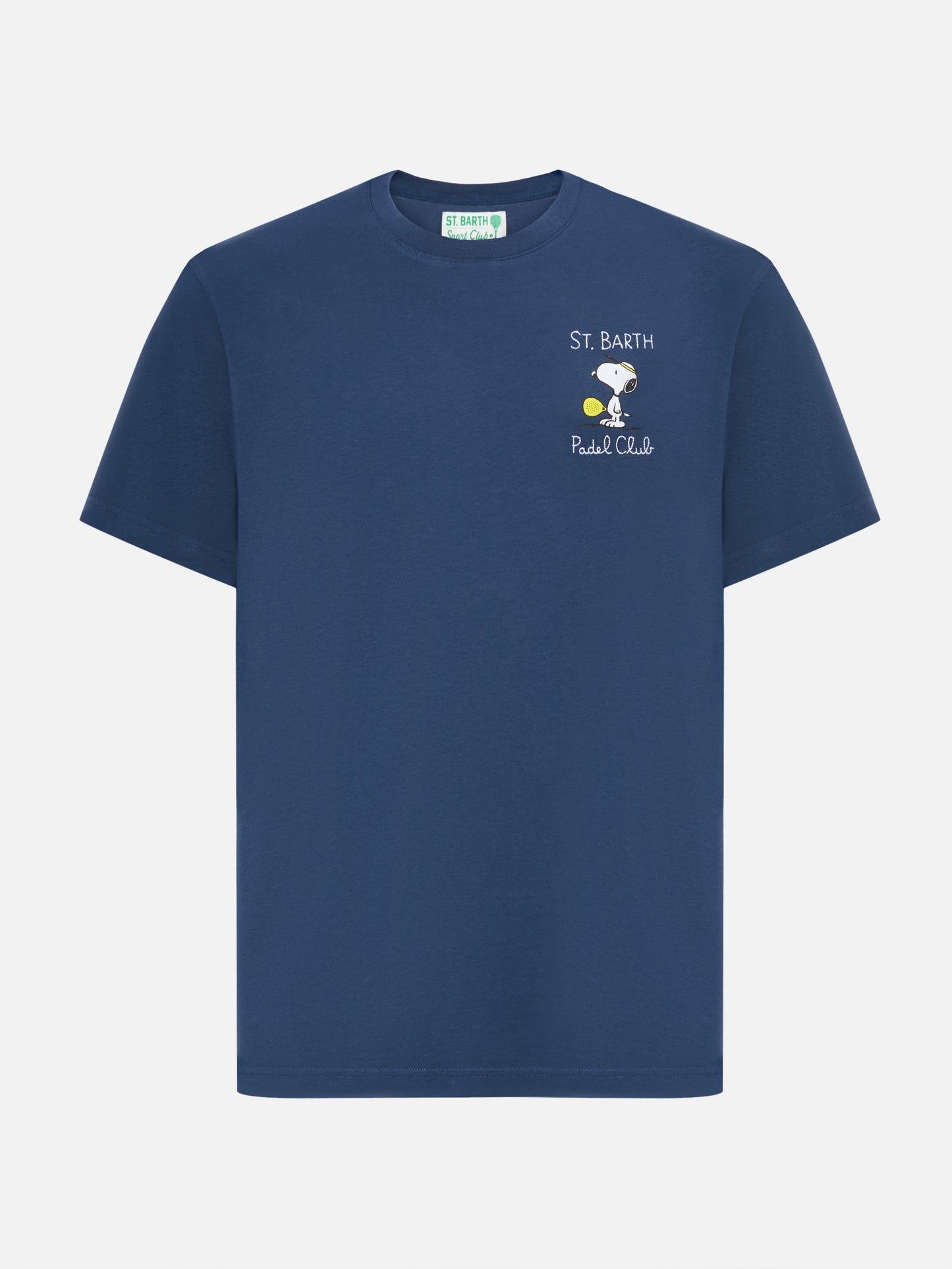 Arnott Baumwoll-T-Shirt in Blau mit Snoopy Padel Club-Stickerei | PEANUTS SONDEREDITION