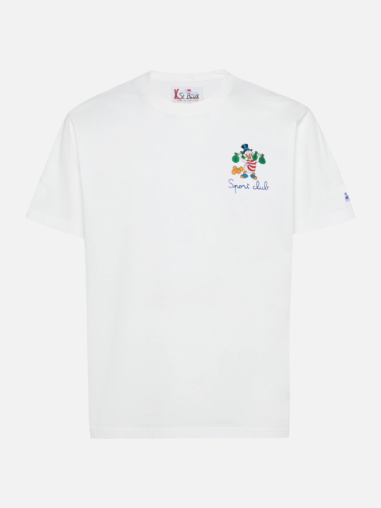 T-shirt Arnott in cotone bianco con ricamo zio Paperone Sport Club | DISNEY SPECIAL EDITION