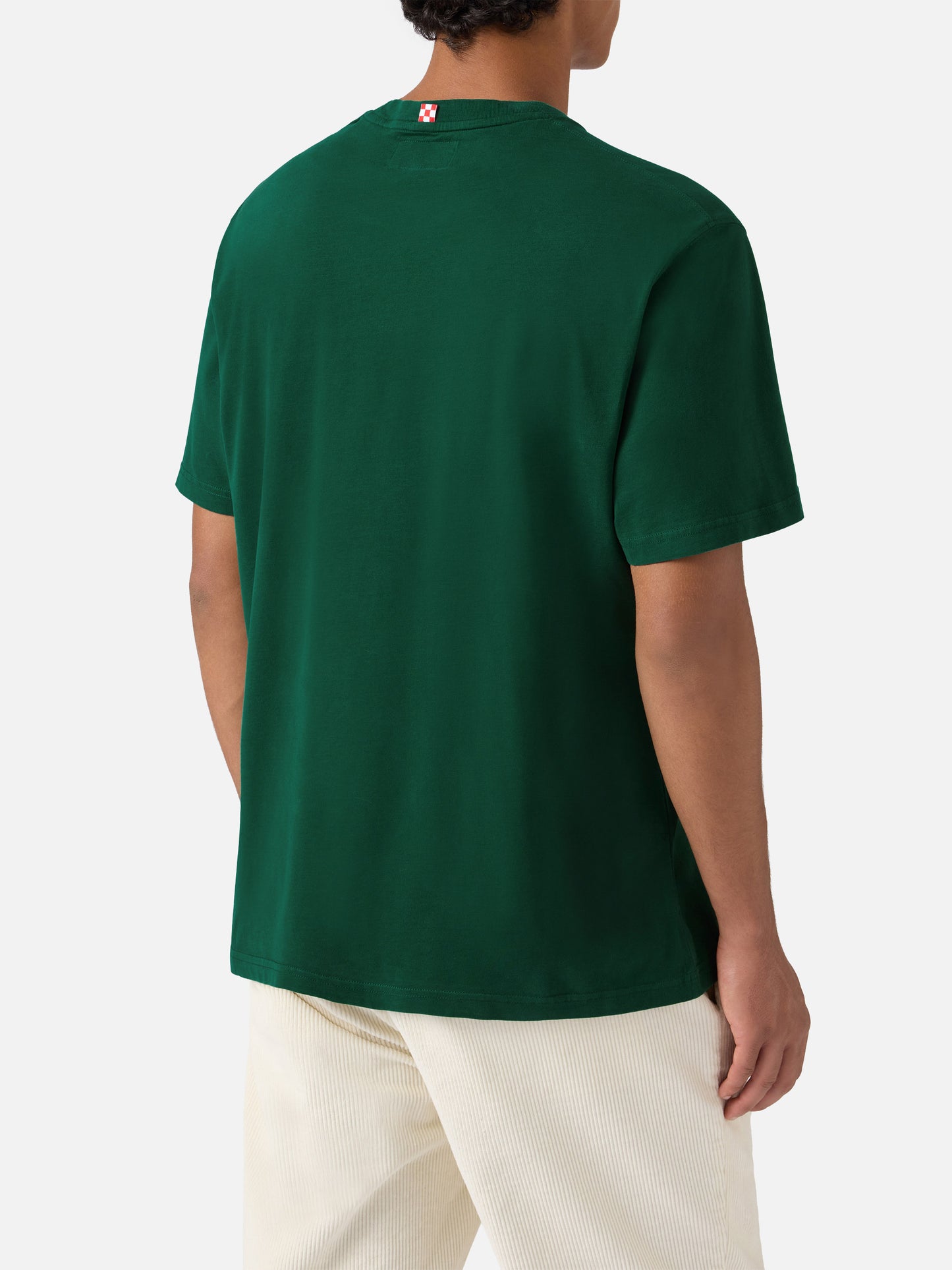 T-shirt Arnott warm touch in cotone verde con ricamo Rotolando verso valle