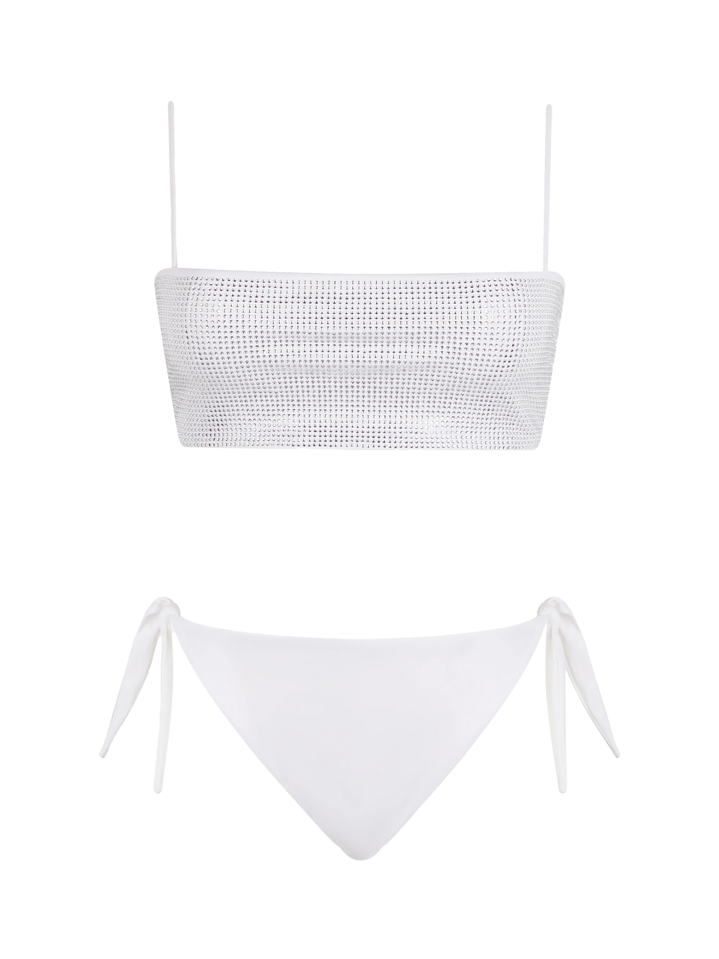 Weißer Bandeau-Bikini für Damen Athena Yali mit Strasssteinen