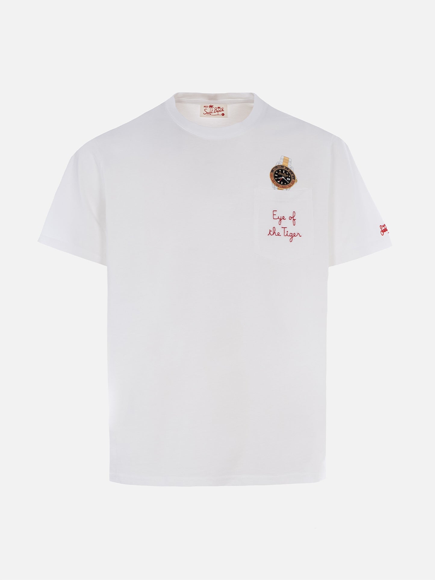 Cotton t-shirt Austin with embroidery and watch print