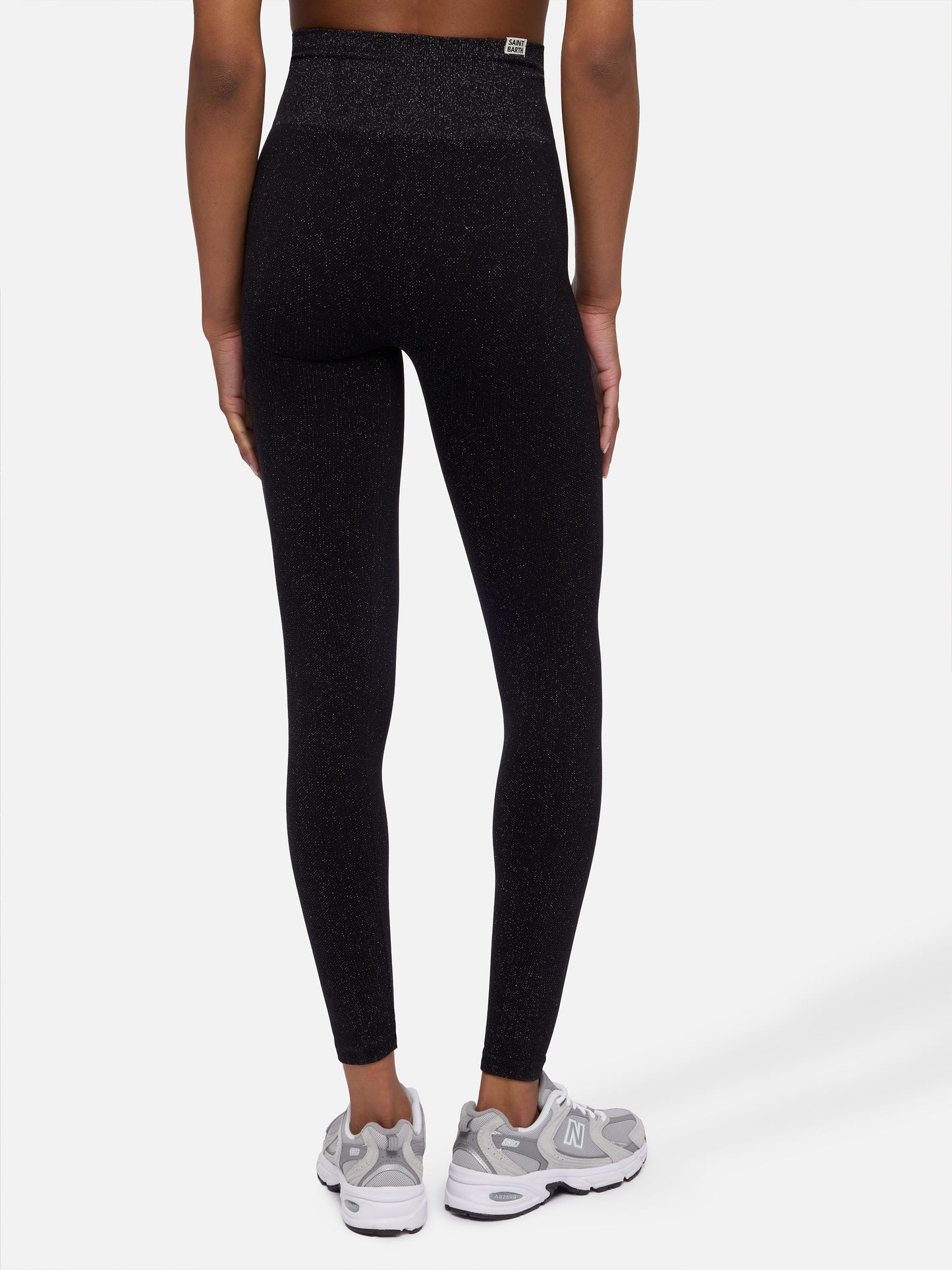 Leggings neri in lurex Avice