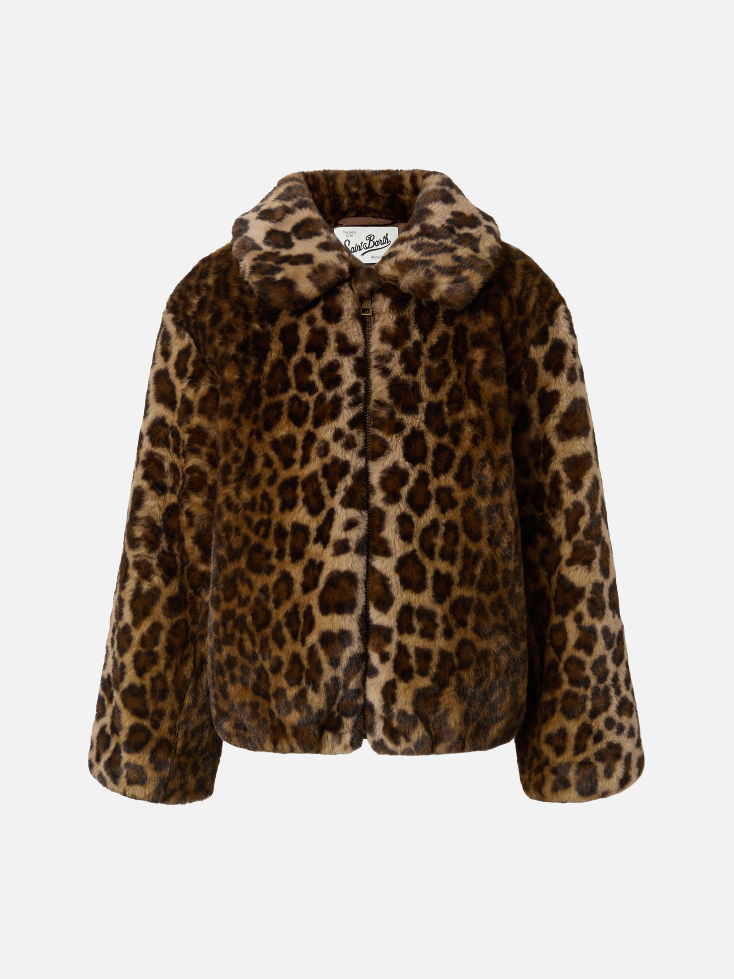 Giacca bambina Aveline in faux fur con stampa leopardata