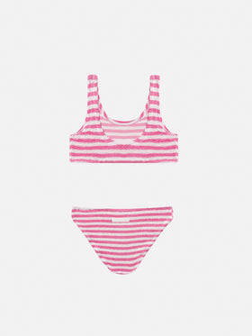 Pink striped crinkle classic bralette bikini Baker - MC2 Saint Barth