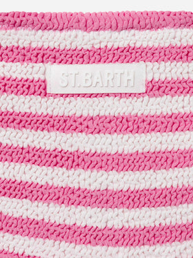 Pink striped crinkle classic bralette bikini Baker - MC2 Saint Barth
