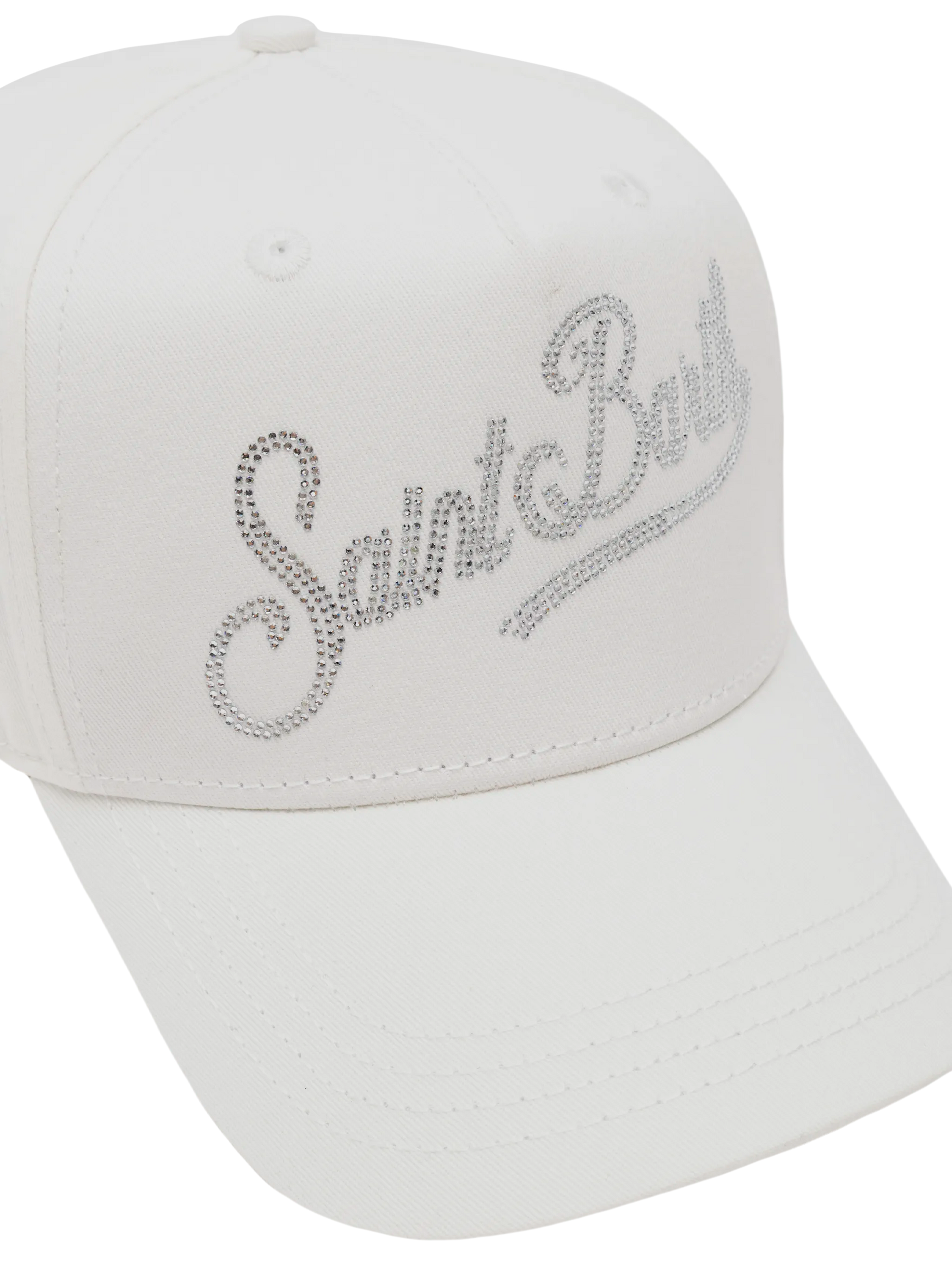 Baseball white cotton cap with rhinestones - MC2 Saint Barth