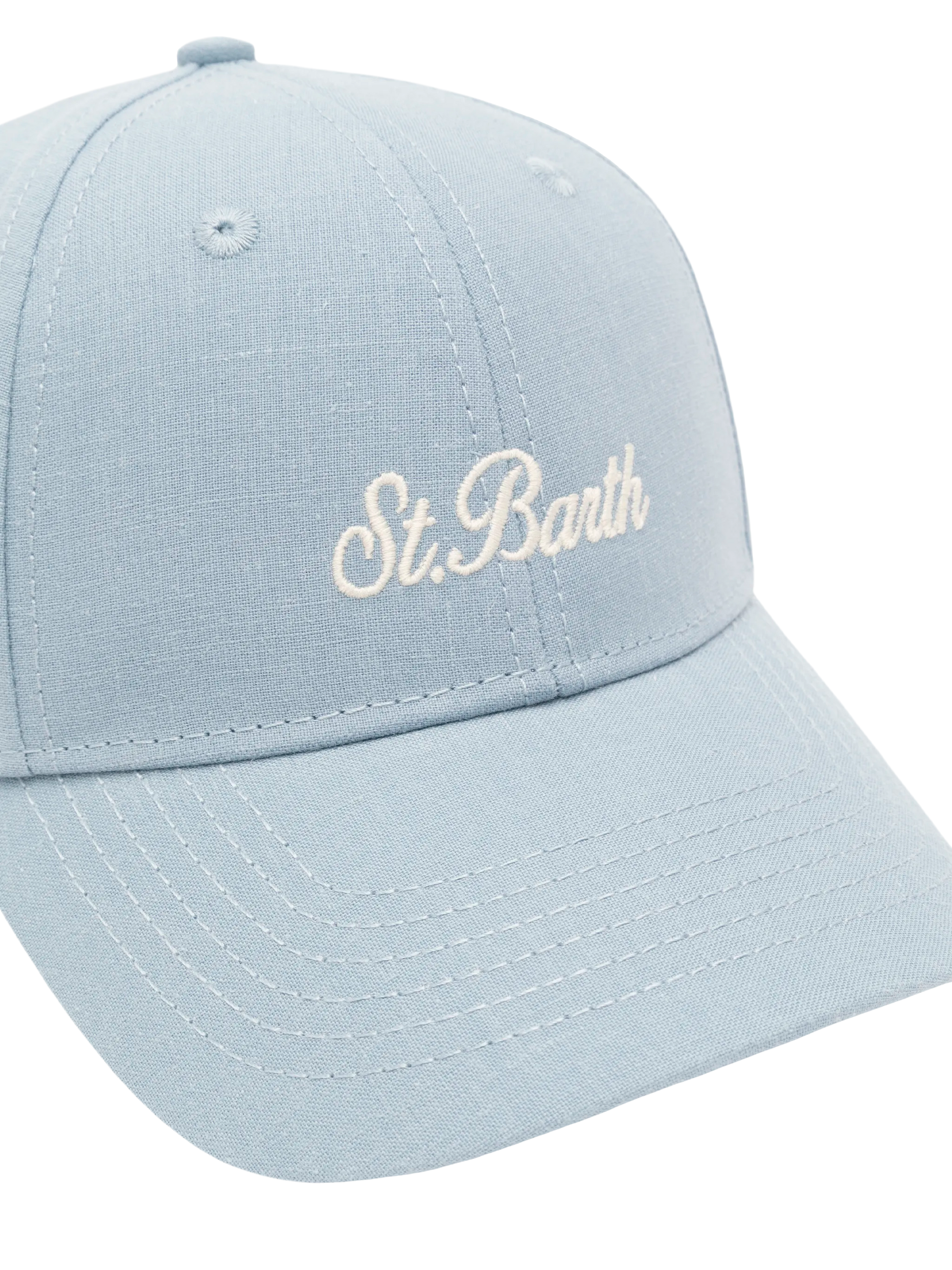 Light blue linen ball cap Baseball Jr with Saint Barth embroidery - MC2 Saint Barth