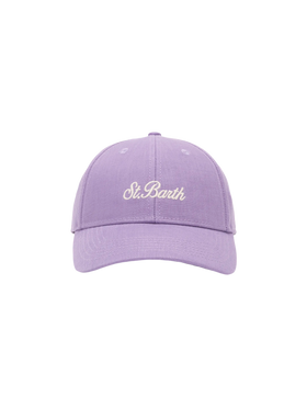 Lilac linen ball cap Baseball Jr with Saint Barth embroidery - MC2 Saint Barth