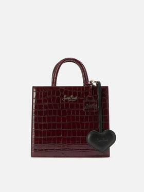 Heart Bag Charm in black leather