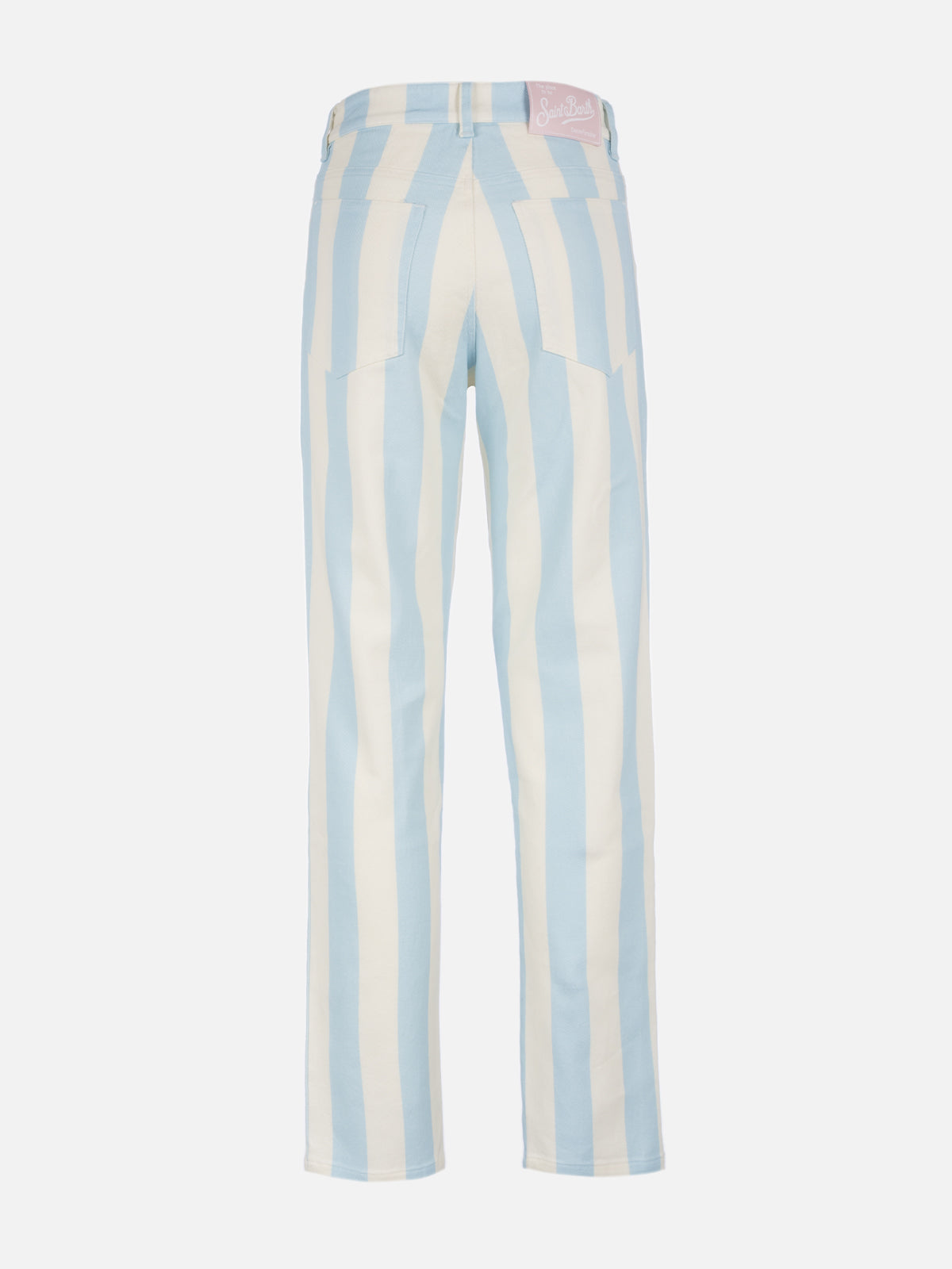 Woman light blue striped print denim Belleville - MC2 Saint Barth