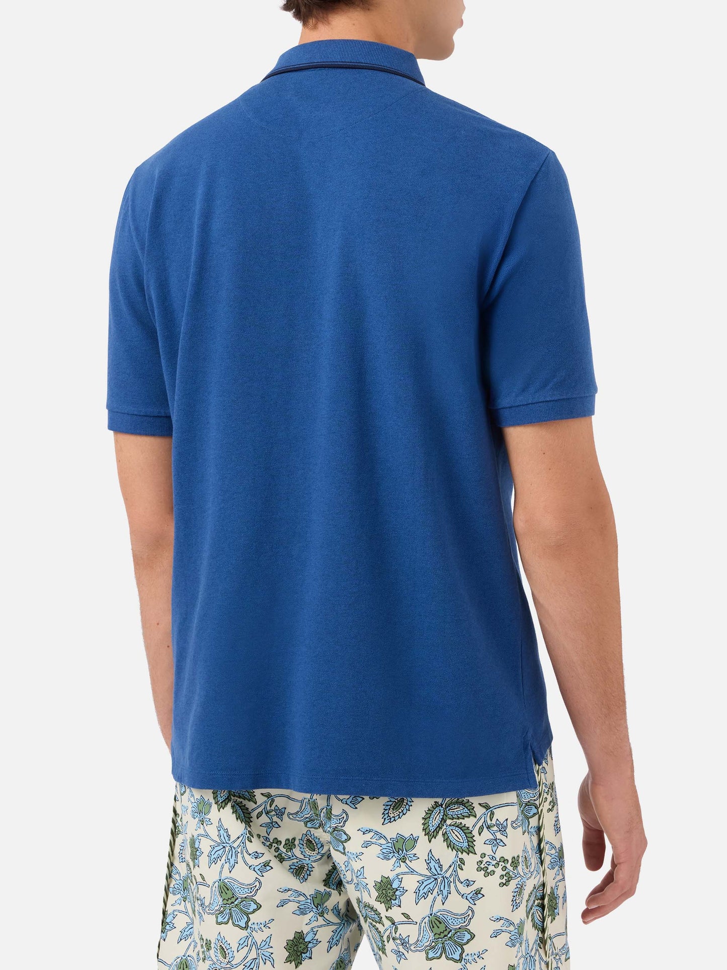 Beverly Hills denim blue cotton piquet polo