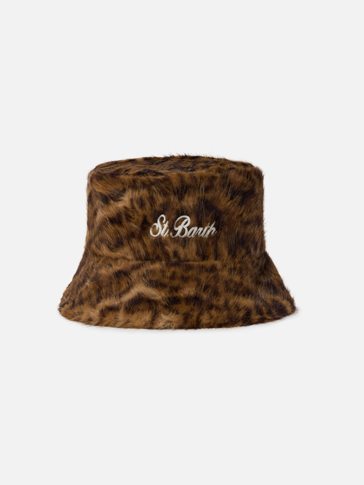 Cappello da pescatore Bucket Hat Fur in faux fur leopardato