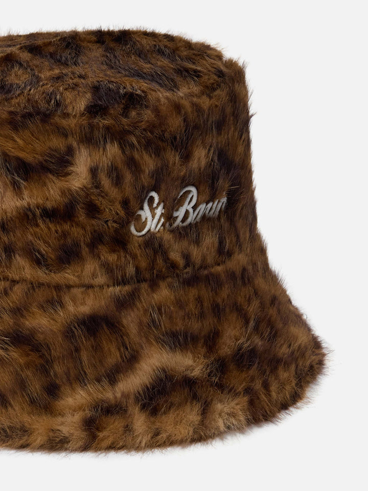 Cappello da pescatore Bucket Hat Fur in faux fur leopardato