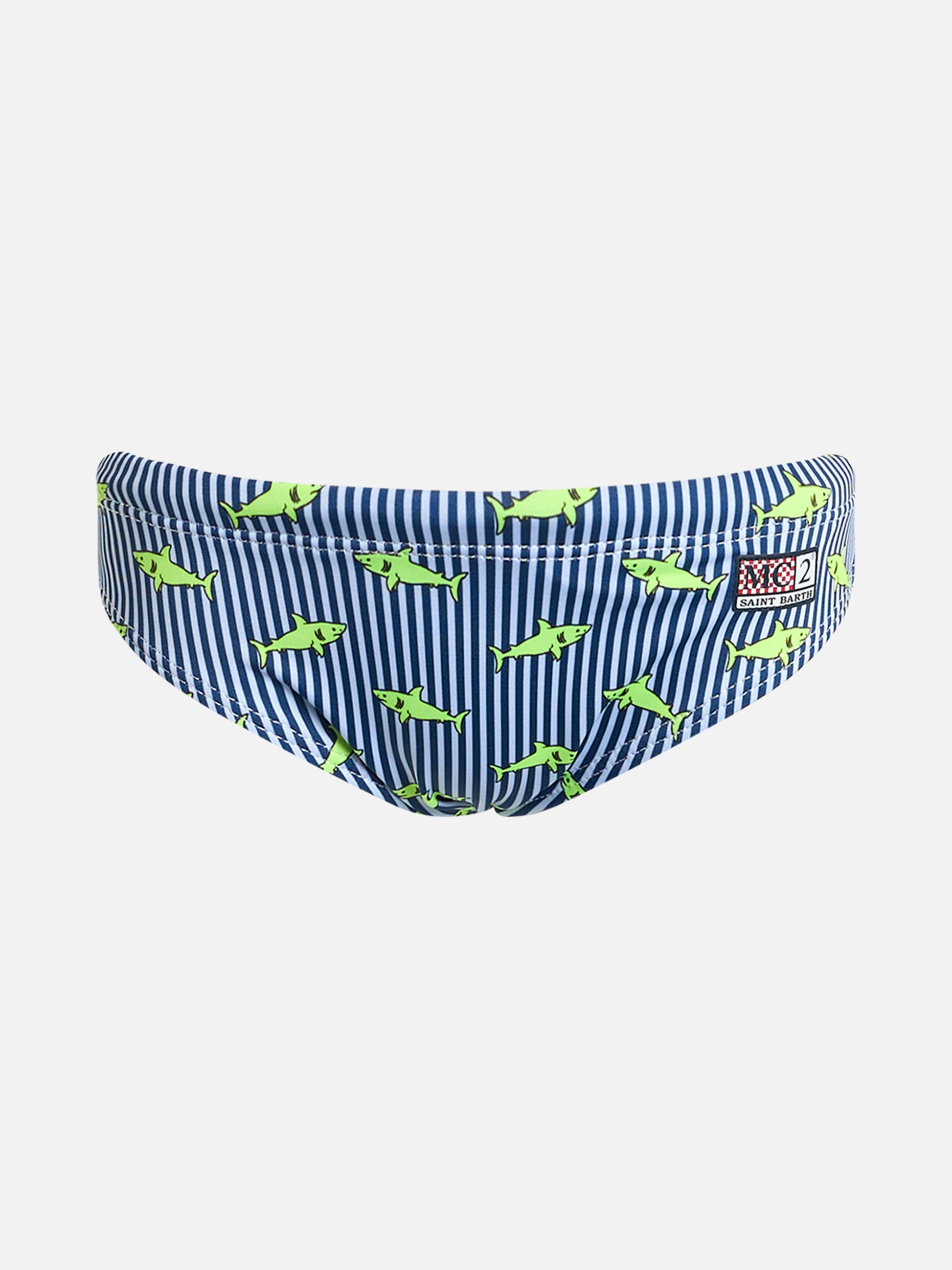 Boy swim briefs Billy with sharks print - MC2 Saint Barth