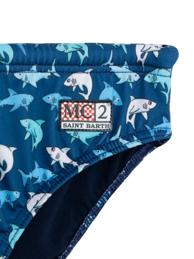 Boy swim briefs Billy with shark print - MC2 Saint Barth
