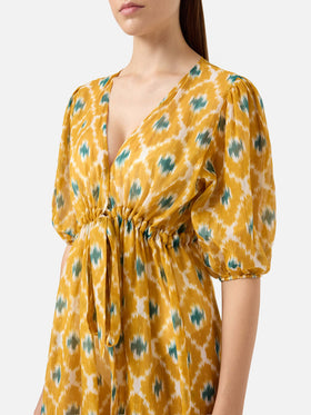 Abito lungo in cotone e seta