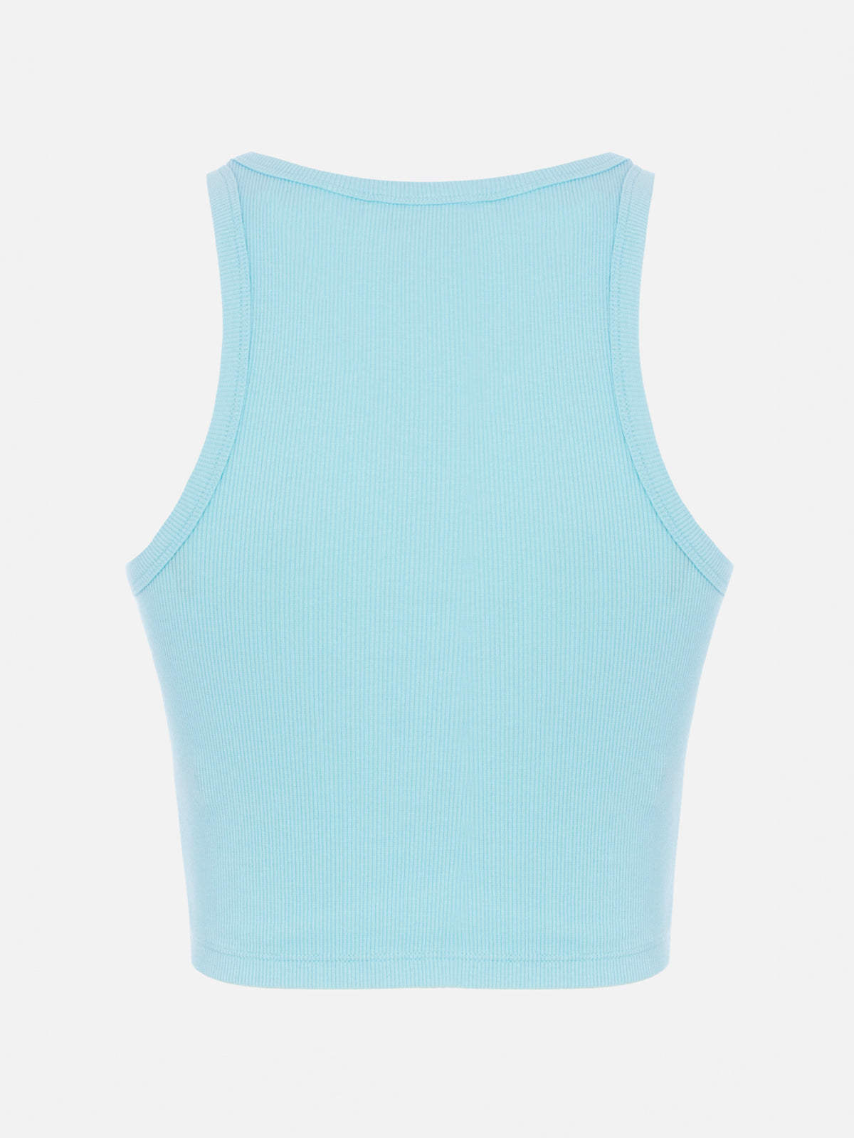 Woman rib-knit cotton crop tank with Saint Barth Beach Club embroidery - MC2 Saint Barth