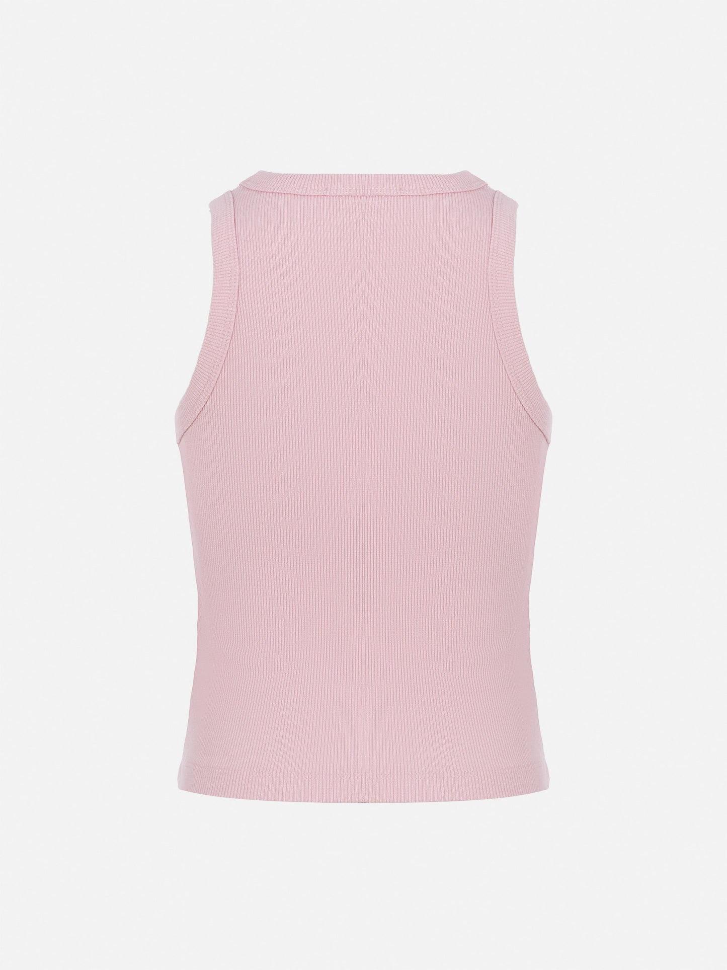 Blue Jr pink rib-knit cotton crop tank with embroidery - MC2 Saint Barth