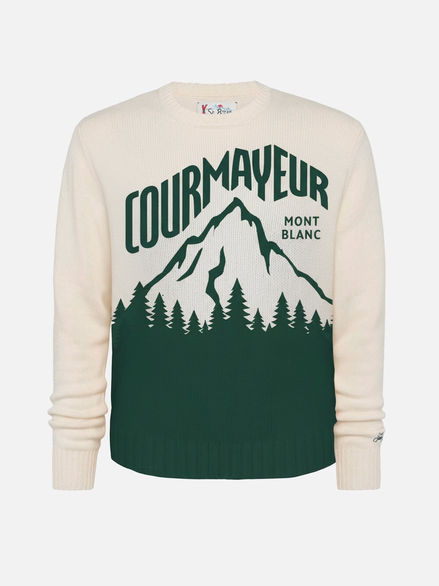 Weißer Bombardino Light Pullover mit Courmayeur Jacquardmuster | COURMAYEUR SPECIAL EDITION