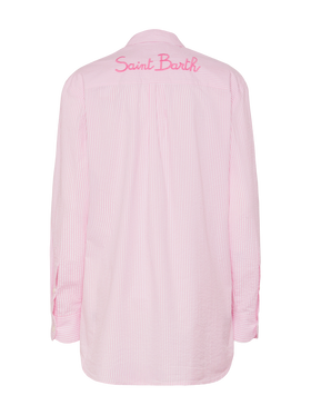 Brigitte striped-print seersucker shirt with Saint Barth embroidery - MC2 Saint Barth