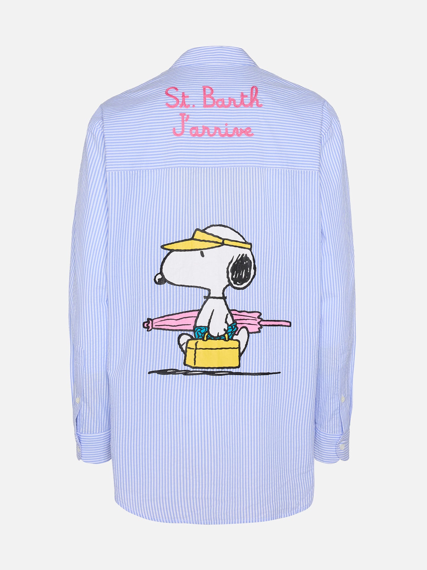 Brigitte camicia in seersucker a righe con stampa Snoopy