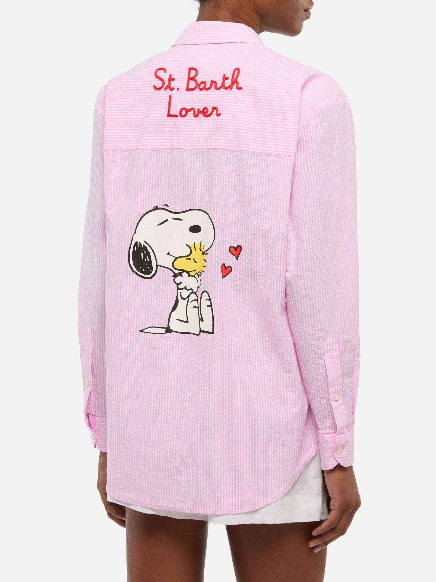 Brigitte striped seersucker shirt with Snoopy print
