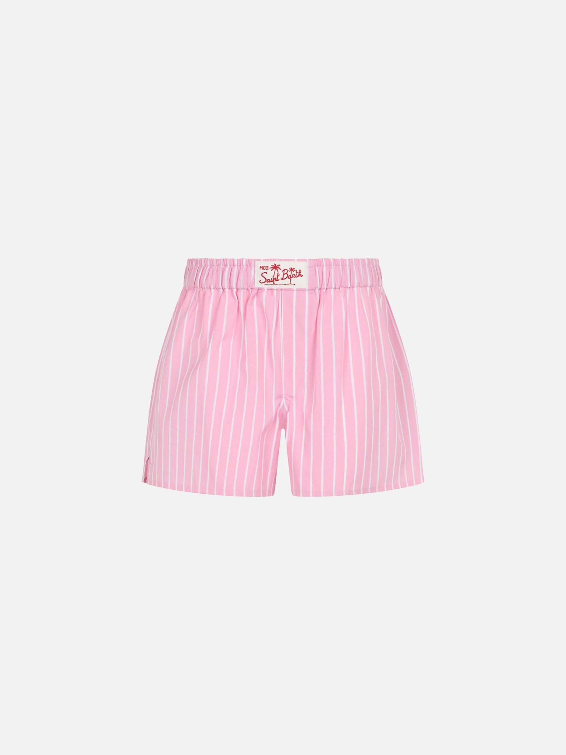 Girl cotton shorts Boxy Jr with pink striped print - MC2 Saint Barth