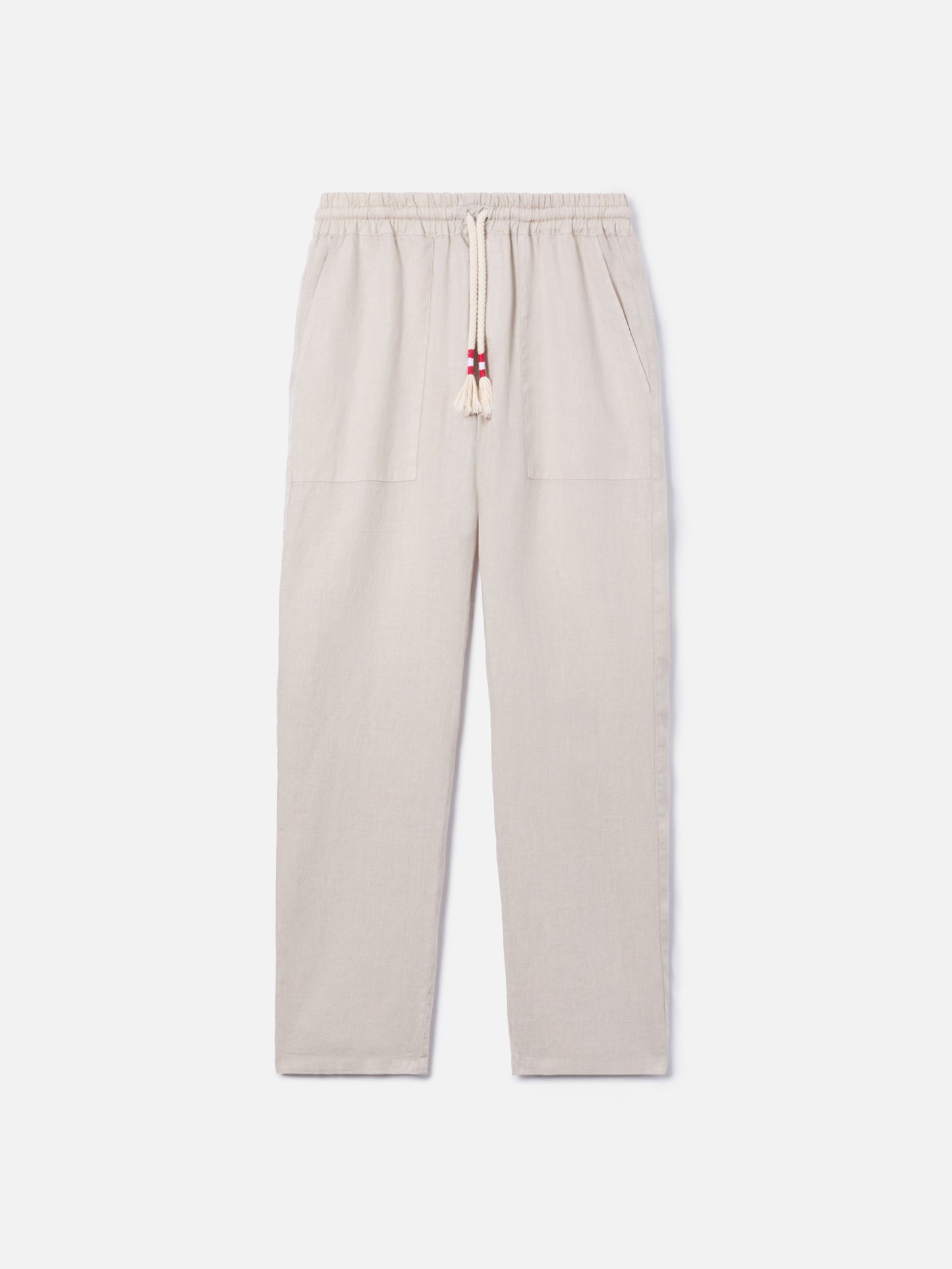 Man off-white linen Calais pants with drawstring