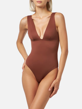 Calliope heat-sealed brown one-piece swimsuit