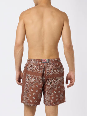 Man swim shorts with brown bandanna print - MC2 Saint Barth