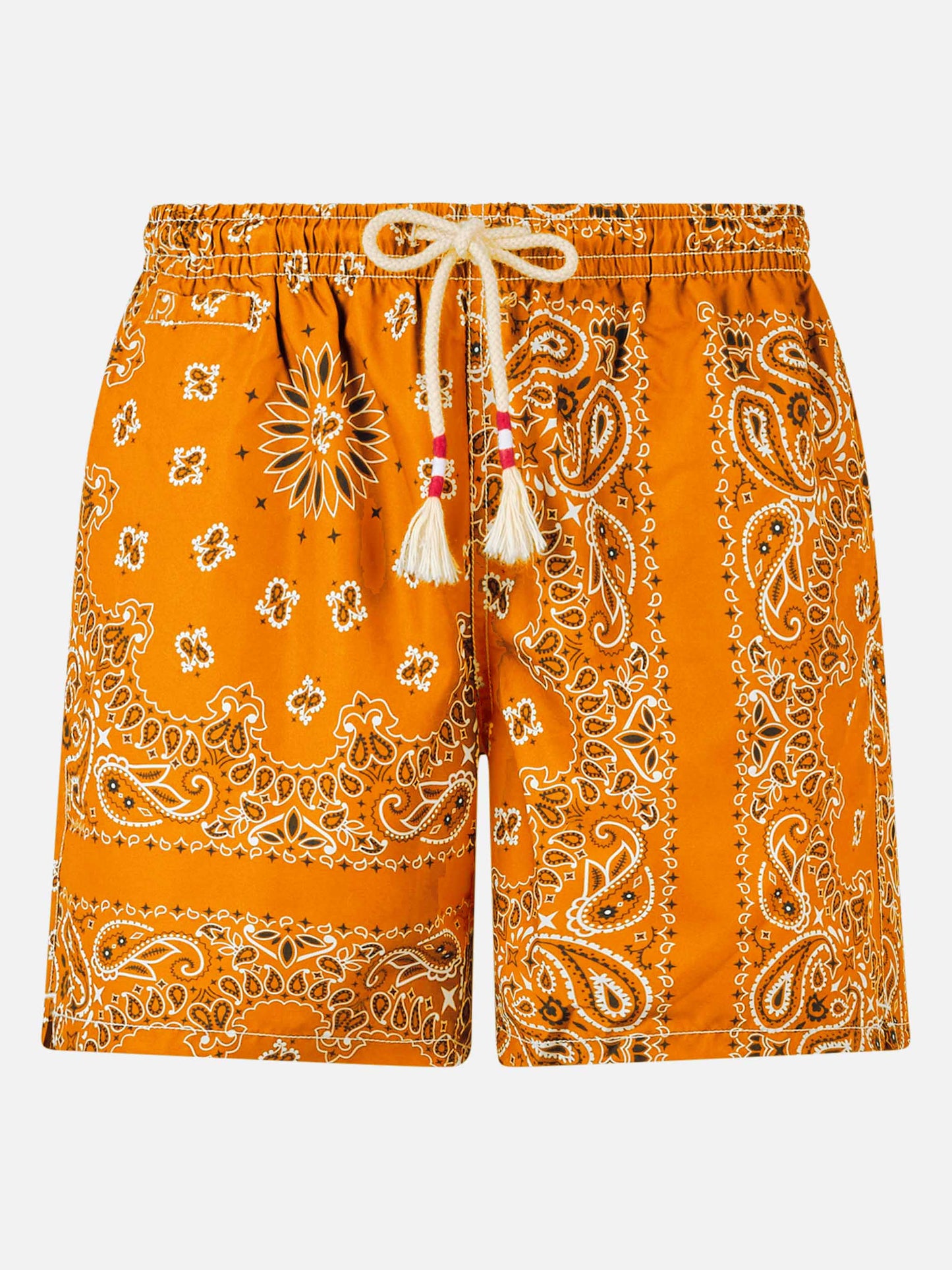 Man swim shorts with orange bandanna print - MC2 Saint Barth