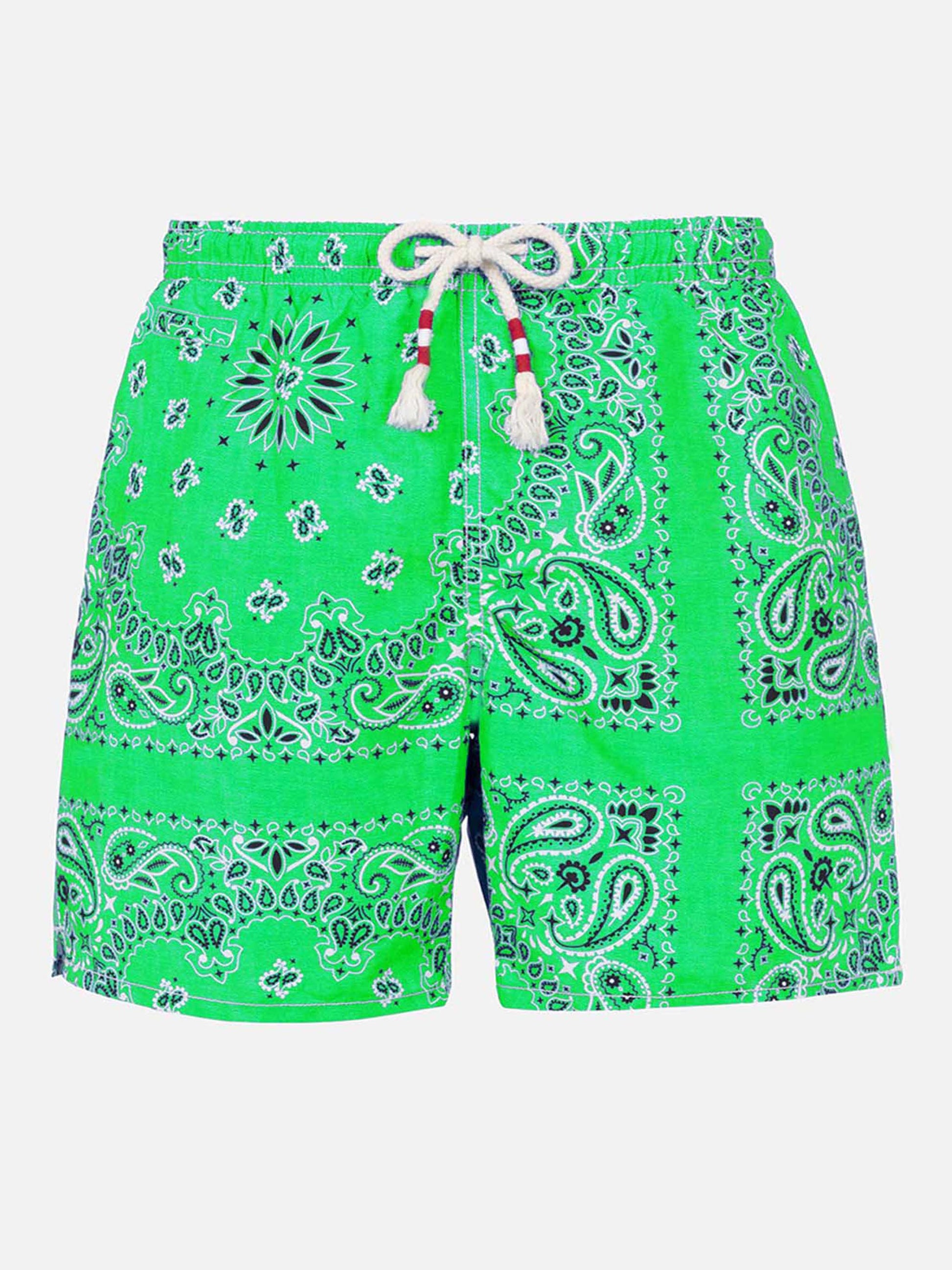 Man swim shorts with green bandanna print - MC2 Saint Barth