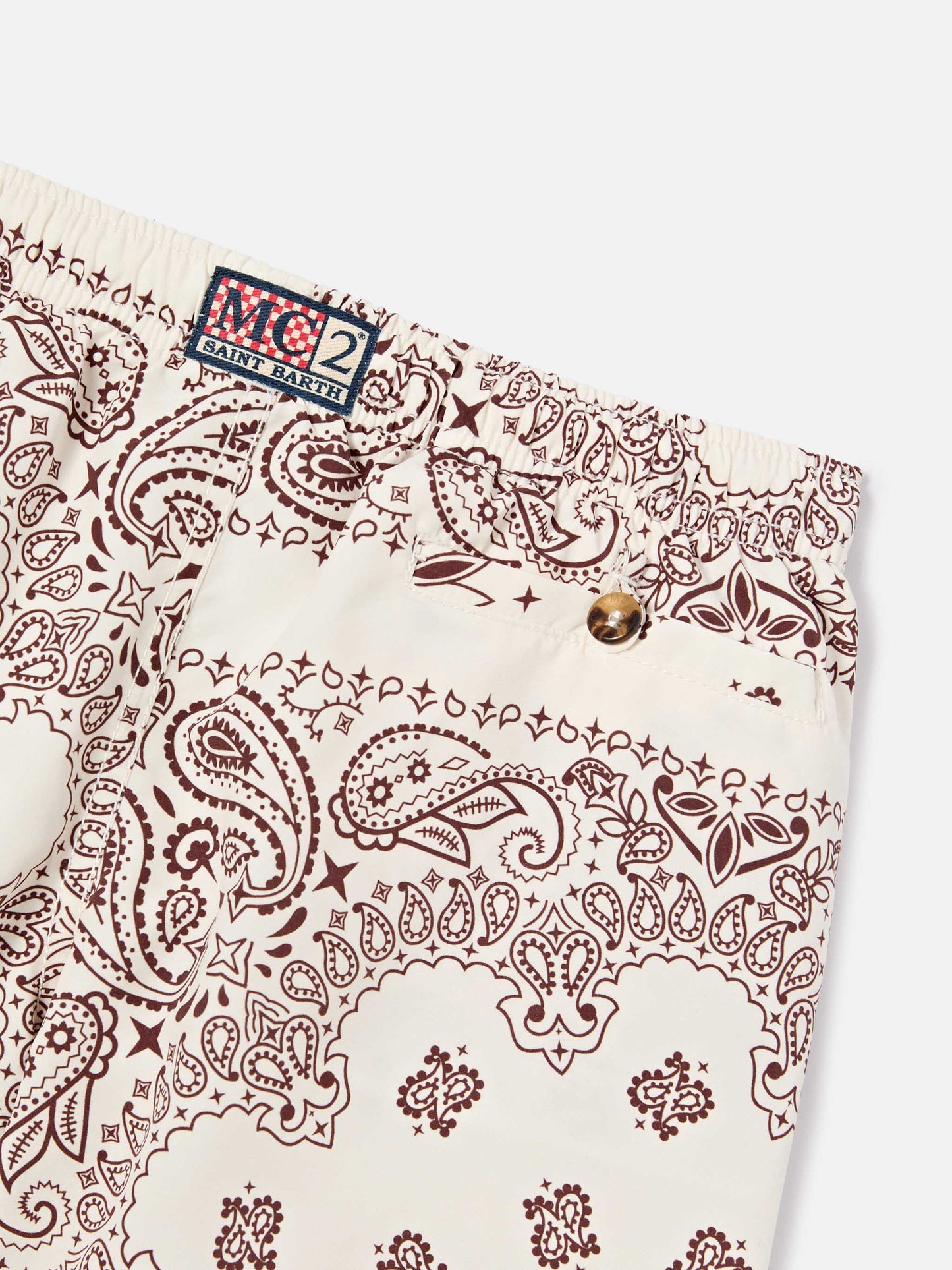 Caprese Jr swim shorts with ivory bandana print