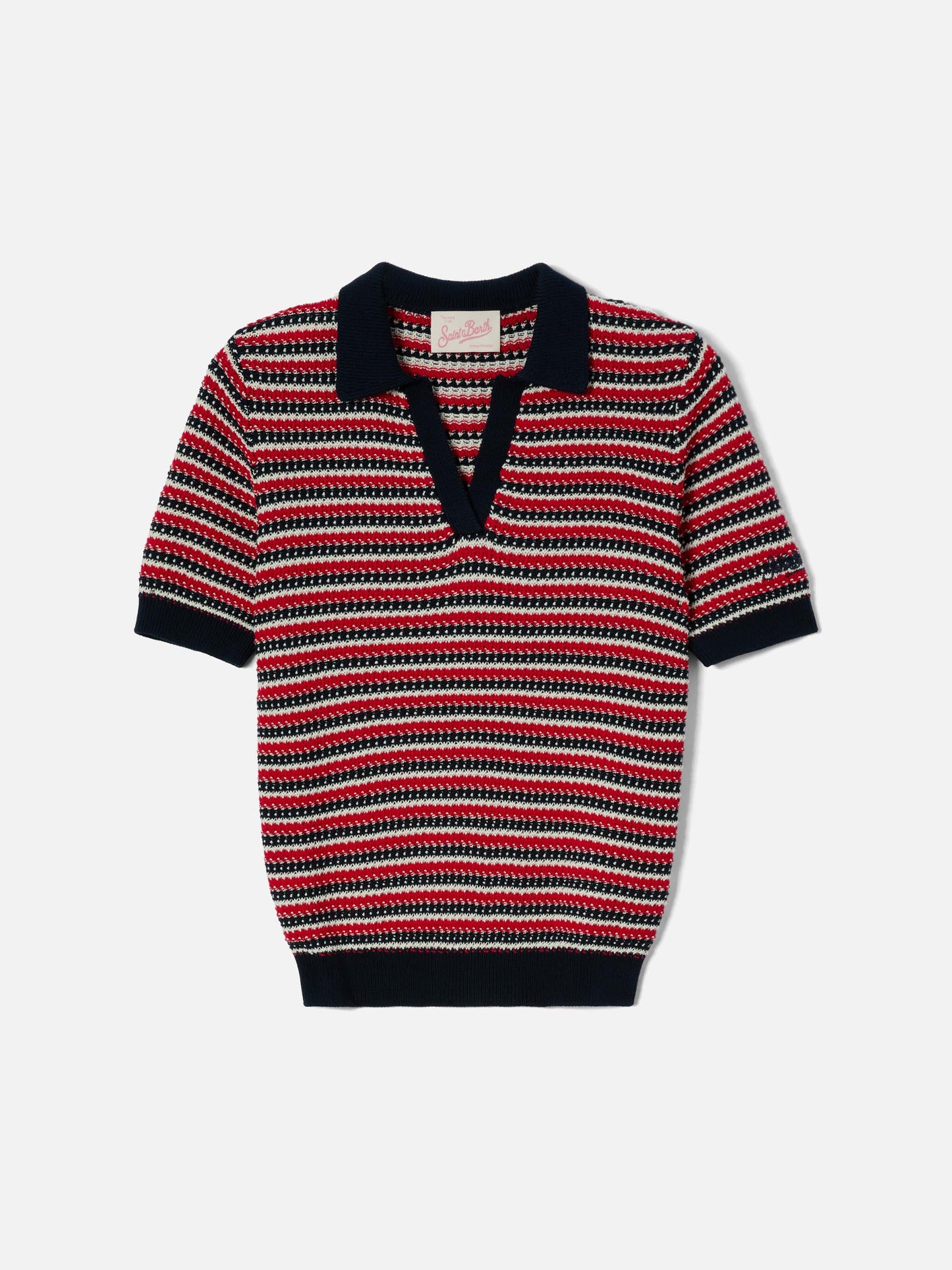 Striped Caddy Ridge cotton knit polo