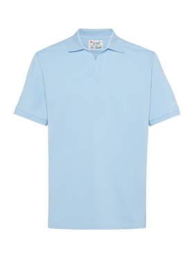 Light blue cotton piquet buttonless polo shirt Charles - MC2 Saint Barth