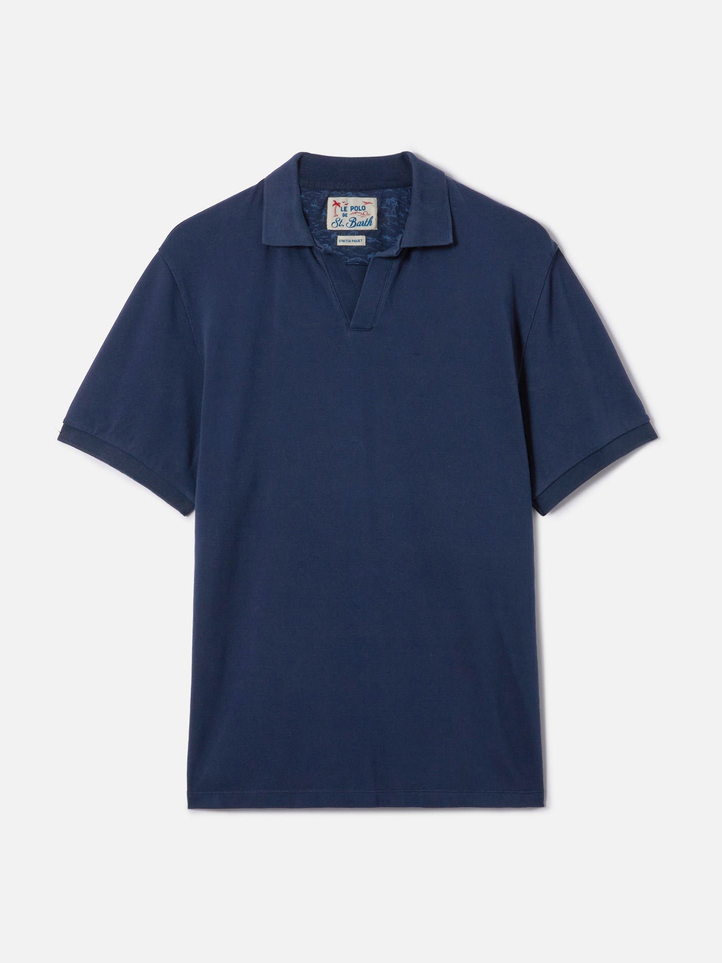 Navy blue Charles polo in solid color cotton piquet