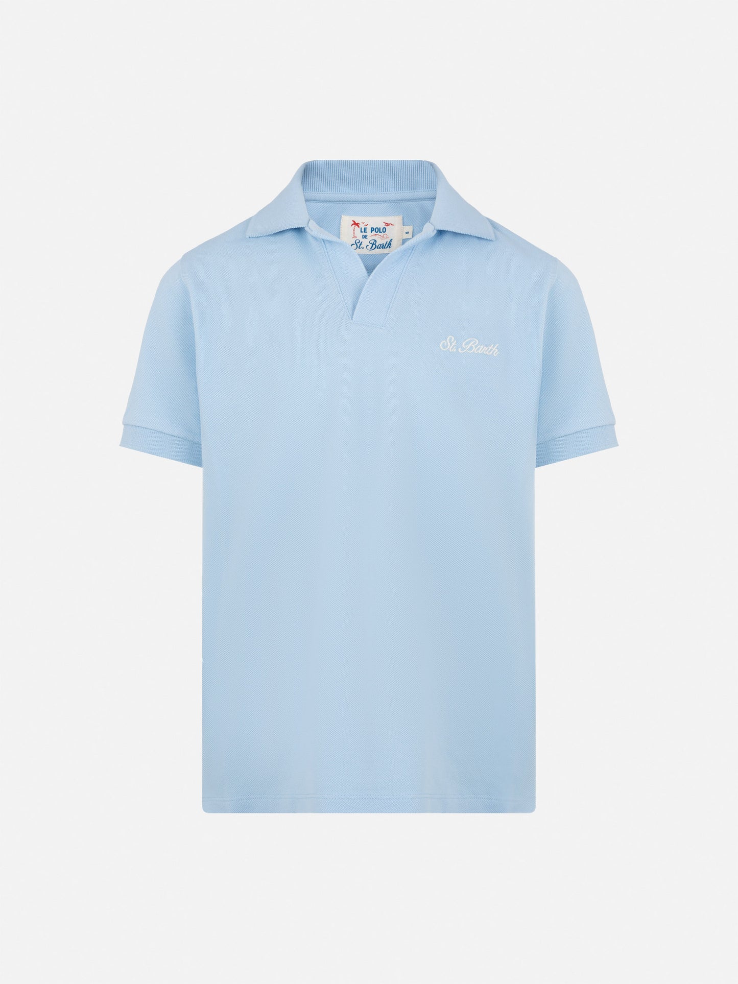 Light blue cotton piquet buttonless polo shirt Charles Jr - MC2 Saint Barth