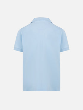 Light blue cotton piquet buttonless polo shirt Charles Jr - MC2 Saint Barth