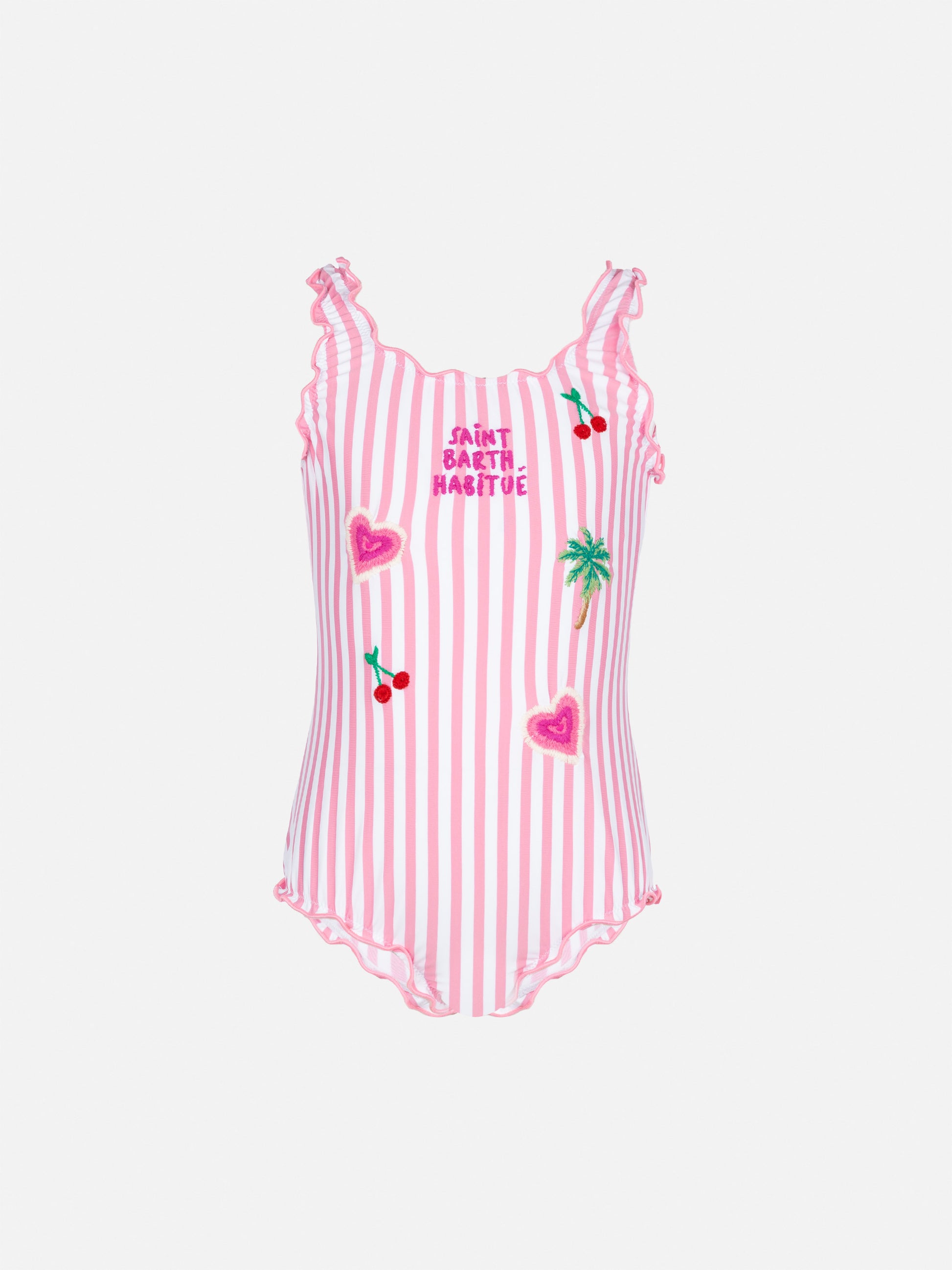 Clio one-piece swimsuit with pink striped print - MC2 Saint Barth