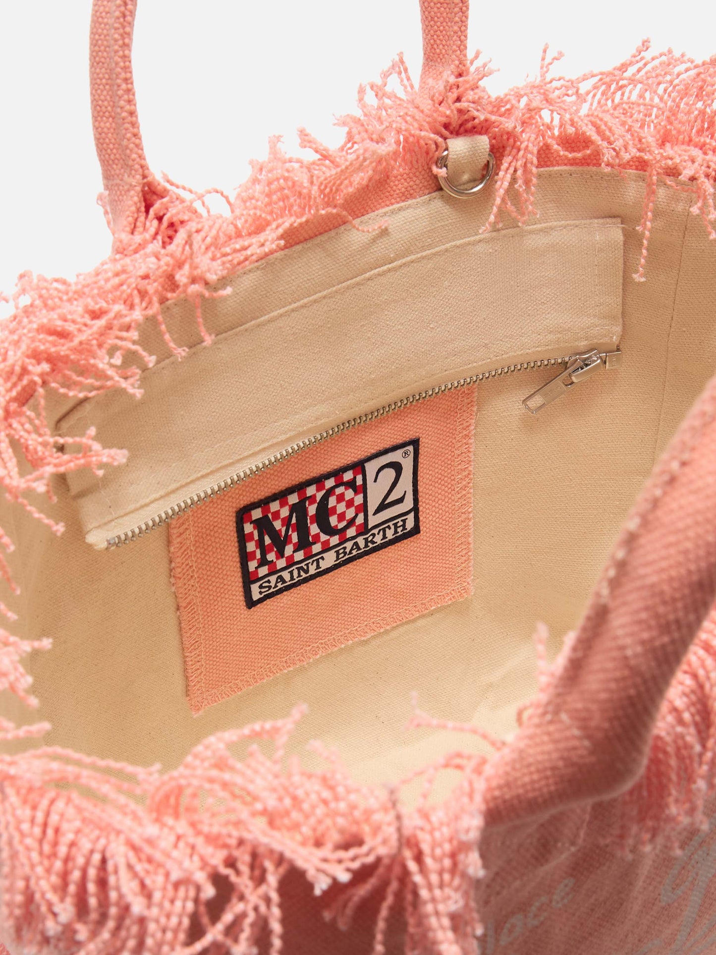 Orange canvas Colette bag with fringes