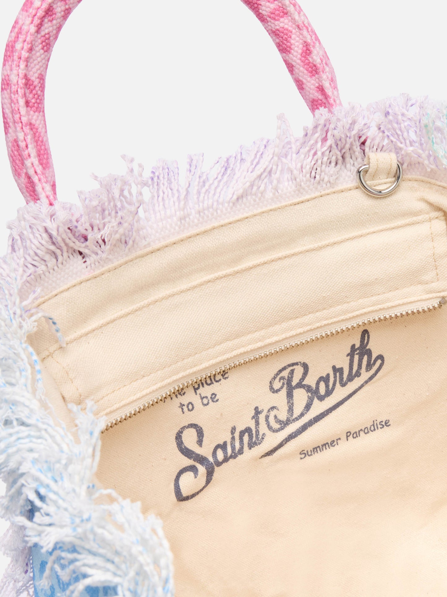 Colette cotton canvas handbag with multicolor animalier print