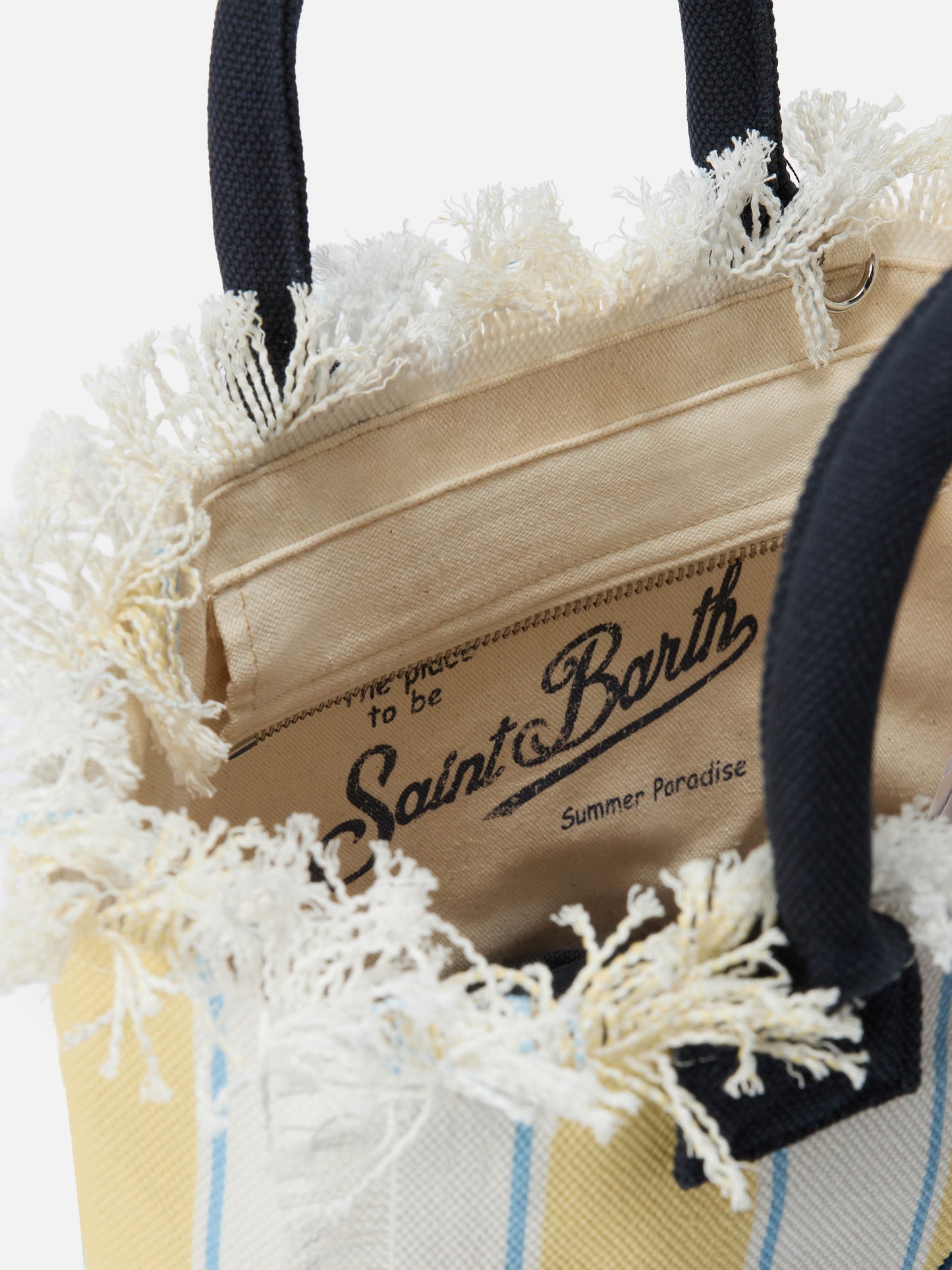 Colette Canvas-Tasche mit gelben Streifen und gesticktem Logo