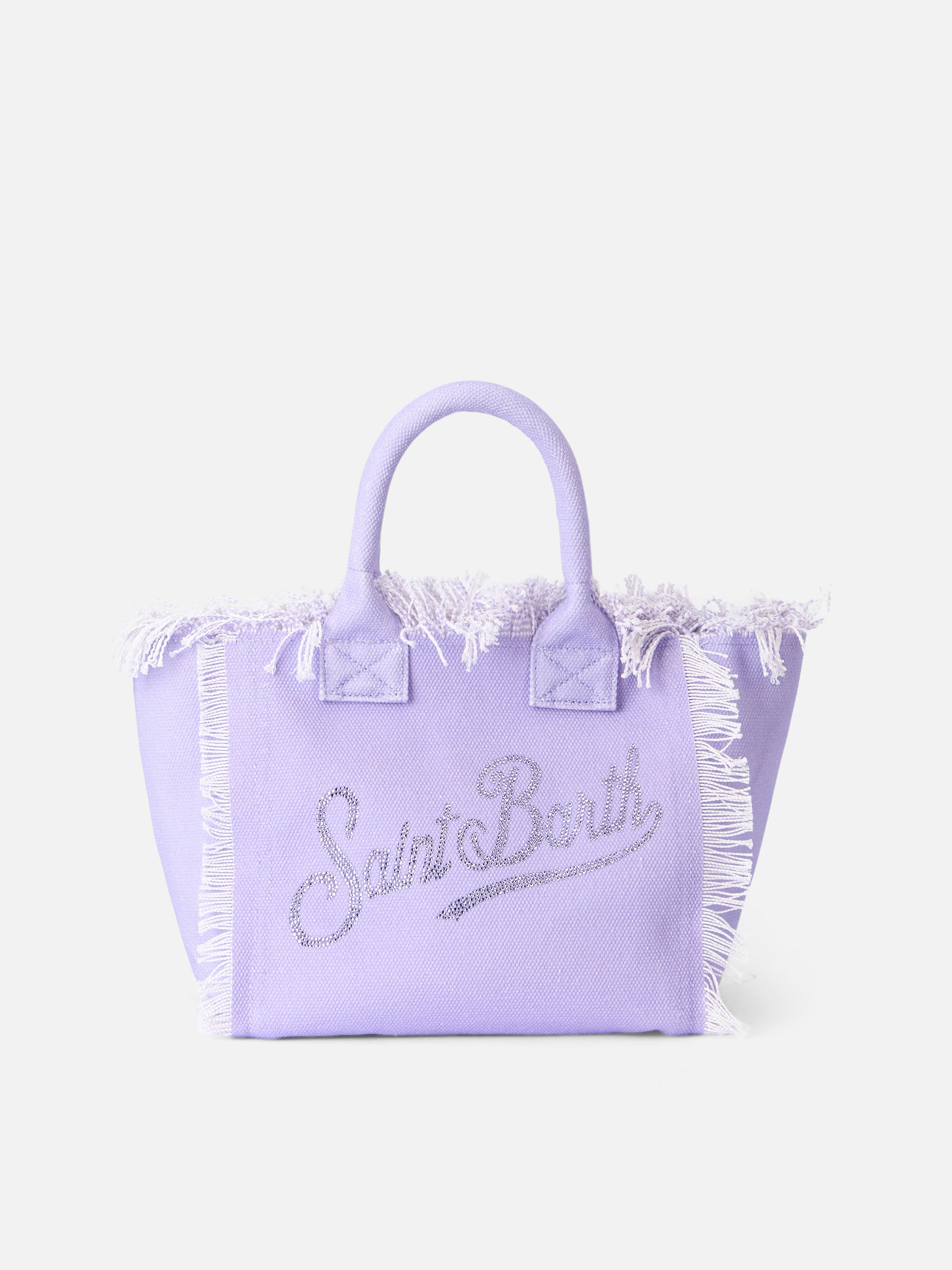 Colette lilac cotton canvas handbag with rhinestone logo - MC2 Saint Barth