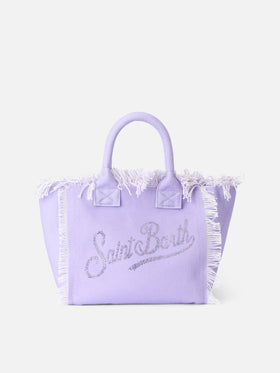 Colette lilac cotton canvas handbag with rhinestone logo - MC2 Saint Barth