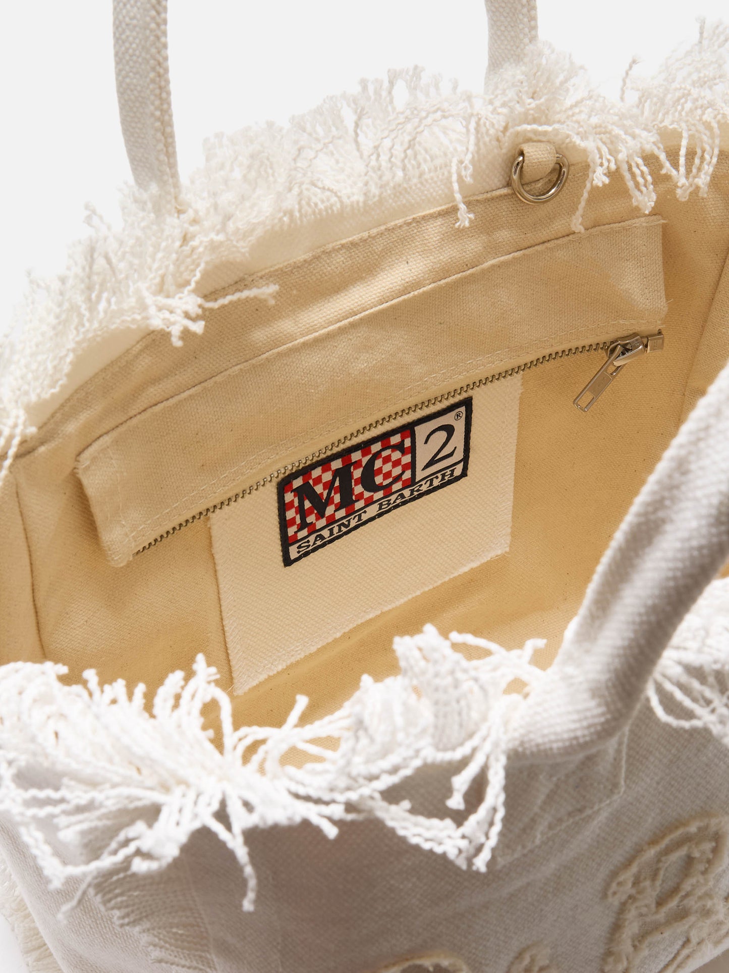 Borsa Colette in canvas con patch logo in tessuto bianco